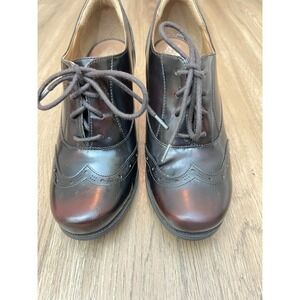 Clarks Artisan Ciera Pier Brine Burgundy Oxford Heels Lace Up Brogue Wingtip 9.5